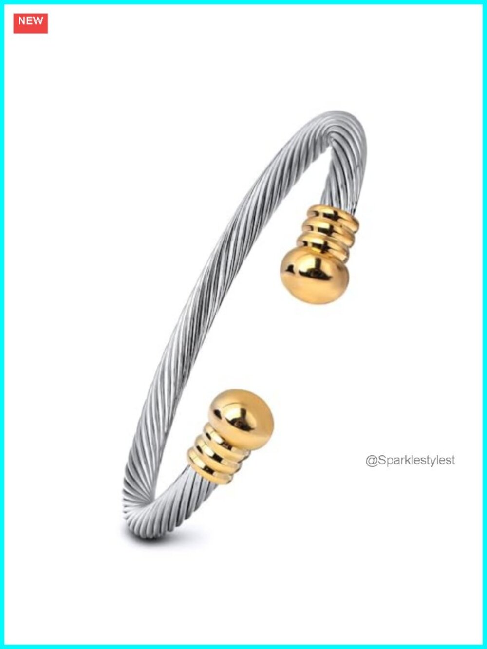 Stainless Steel Twisted Cable Open Cuff Bangle Bracelet Adjustable Vintage